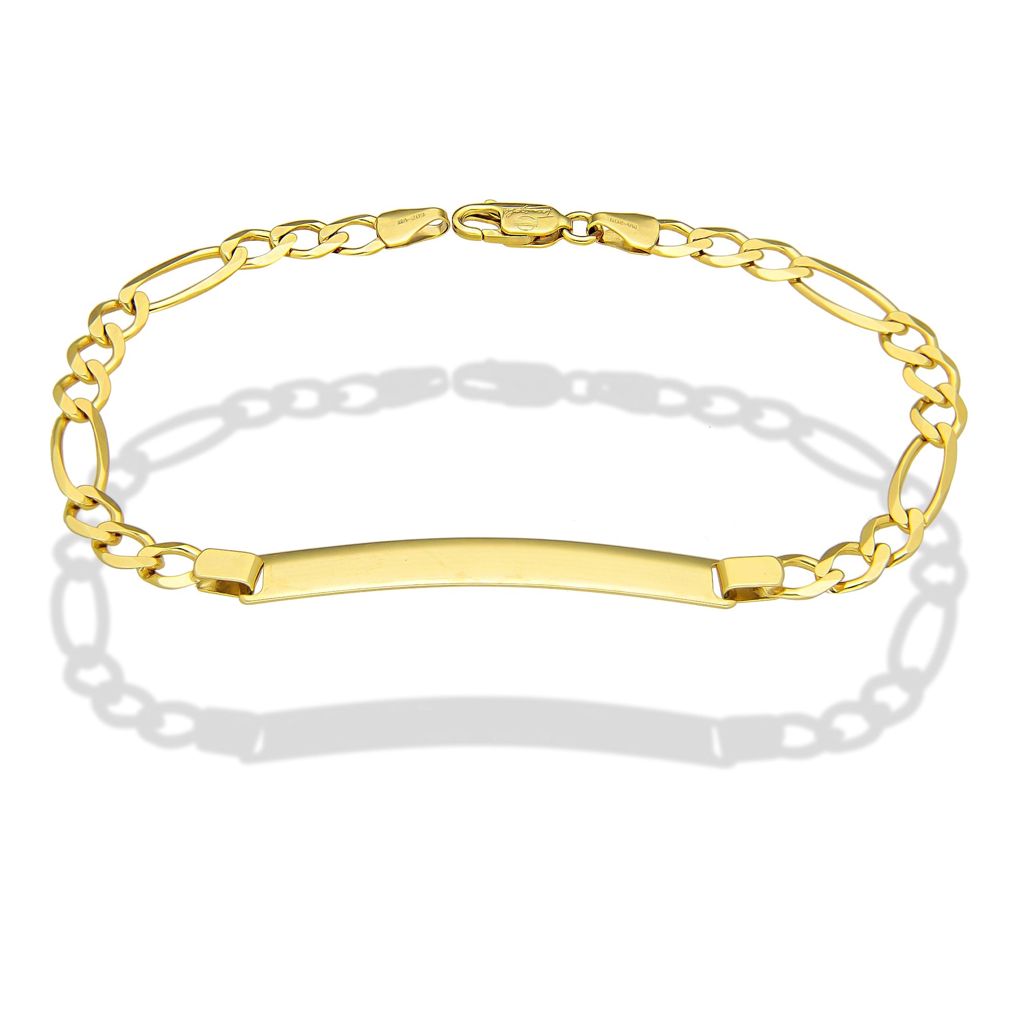 MR10PC053 Pulsera Esclava Caballero Oro Sólido 10K Mod Figaro 3*1 Lisa 5 mm x 21 cm