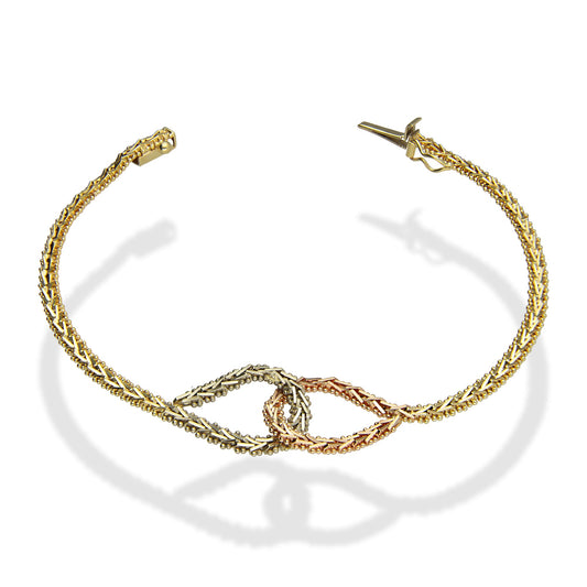 MR14PD001 Pulsera Dama Oro 14K Florentino Pernos Nudo 4 Mm x 18 Cm