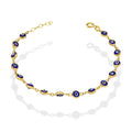 MR10PD029 Pulsera Dama Oro Sólido 10K EMF10 Modelo Ojitos Turcos Azul Marino con Bisel 4.5 mm Ajustable 18 a 20 cm