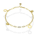 MR10PD038 Pulsera Dama Oro Sólido 10K EMF10 Modelo Clip Trébol y Bolitas Colgantes - Eslabones 2.5 mm Ajustable 18 a 20 cm