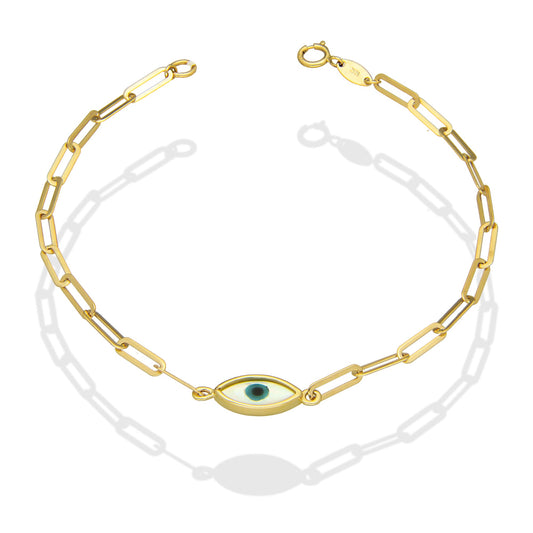 MR10PD082 Pulsera Dama Oro Sólido 10K EM10 Clip Largo con Ojito Turco 6 mm x 18 cm