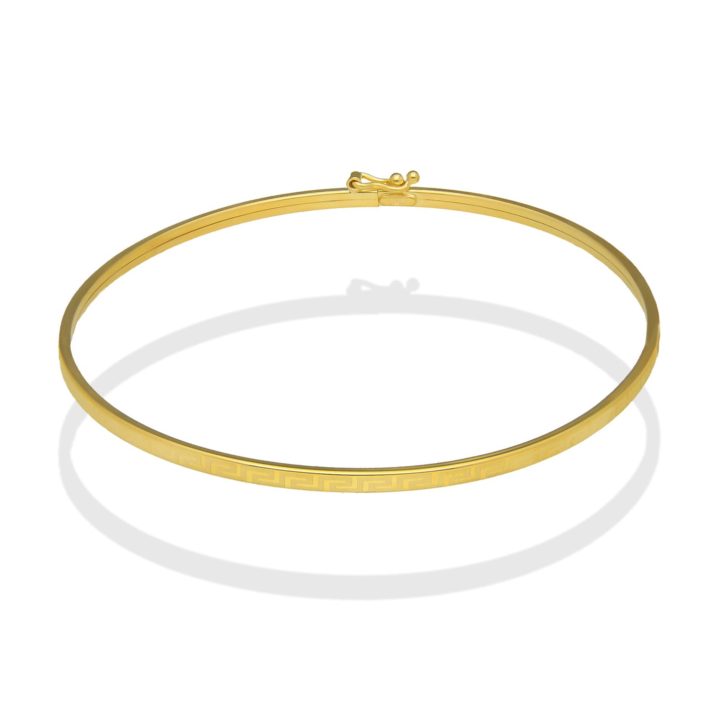 MR10PD088 Pulsera Dama Oro Sólido 10K EM10 Aro Grecas Súper Ligero 18 cm de Largo