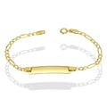 MR10PN004 Pulsera Esclava NIños Oro Sólido 10K Modelo Fígaro 3x1 Diamantada 2.5 mm x 14 cm