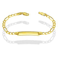 MR10PN005 Pulsera Esclava NIños Oro Sólido 10K Modelo Fígaro 3x1 Lisa 3.5 mm x 14 cm