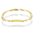 MR10PN006 Pulsera Esclava NIños Oro Sólido 10K Modelo Fígaro 3x1 Diamantada 4 mm x 16 cm