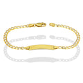 MR10PN007 Pulsera Esclava NIños Oro Sólido 10K Modelo Fígaro 1x0 Diamantada. 3 mm x 16 cm