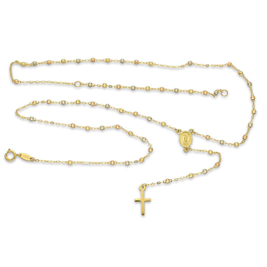 MR10ROS002 Rosario Oro Sólido 10K EMF Bolitas Facetadas 2 mm Florentino Cruz Lisa