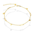 MR10TB014 Pulsera Tobillera Dama Oro Sólido 10K Mod Circulitos Colgantes Lisos 3 mm Largo Ajustable 23 a 25 cm