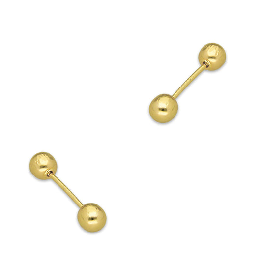 MR14AB001 Arete Broquel Oro Sólido 14K Modelo Bolita Lisa Dormilona 2 mm de Diámetro