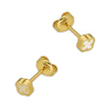 MR14AB029 Arete Broquel Oro Sólido 14K EMF14 Modelo Trébol 5 mm Blanco Diámetro 1.4 cm