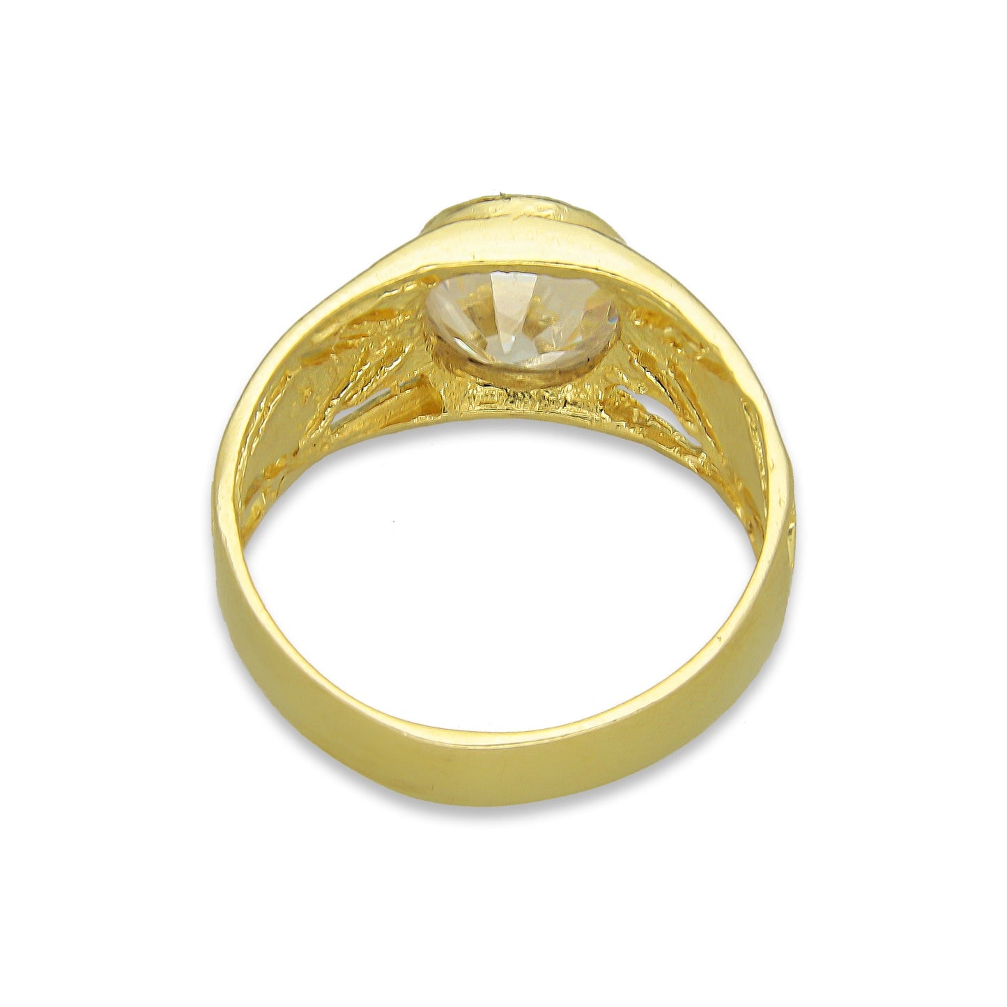 MR14AC008 Anillo Para Caballero Oro Sólido 14K Modelo Zirconia Ovalada Rombo Lateral