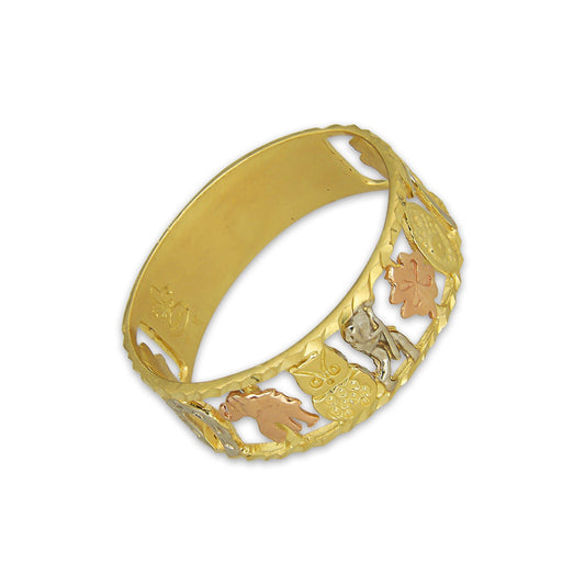 MR14AC013 Anillo Para Caballero Oro Sólido 14K Mod De La Suerte Calado 8 mm