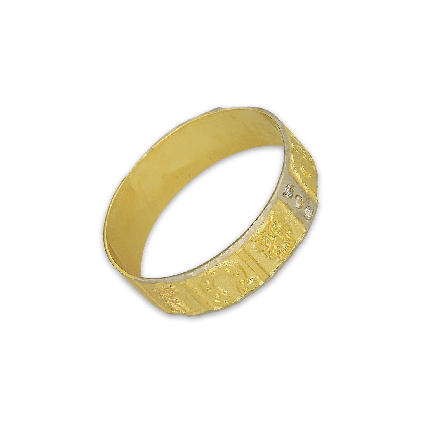 MR14AC014 Anillo Para Caballero Oro Sólido 14K Mod De la Suerte 6 mm