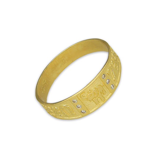 MR14AC016 Anillo Para Caballero Oro Sólido 14K Mod De La Suerte en Disminución 6 mm