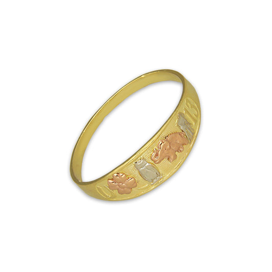 MR14AC017 Anillo Para Caballero Oro Sólido 14K Mod De La Suerte en Disminución 7 mm