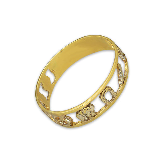 MR14AC018 Anillo Para Caballero Oro Sólido 14K Mod De La Suerte Calado 5 mm