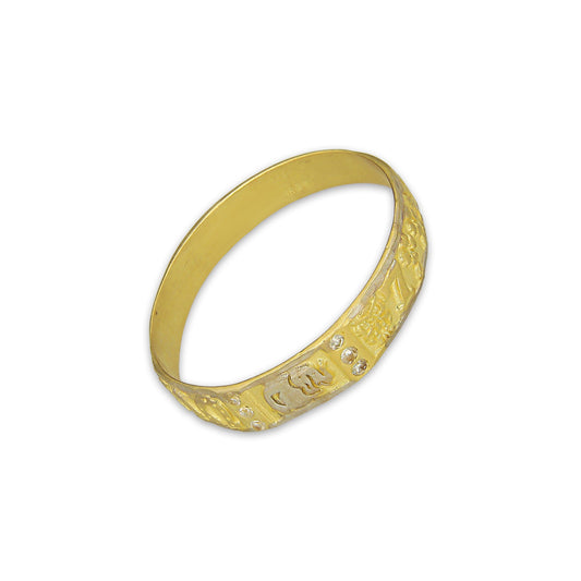 MR14AC019 Anillo Para Caballero Oro Sólido 14K Mod De La Suerte en Disminución 4 mm