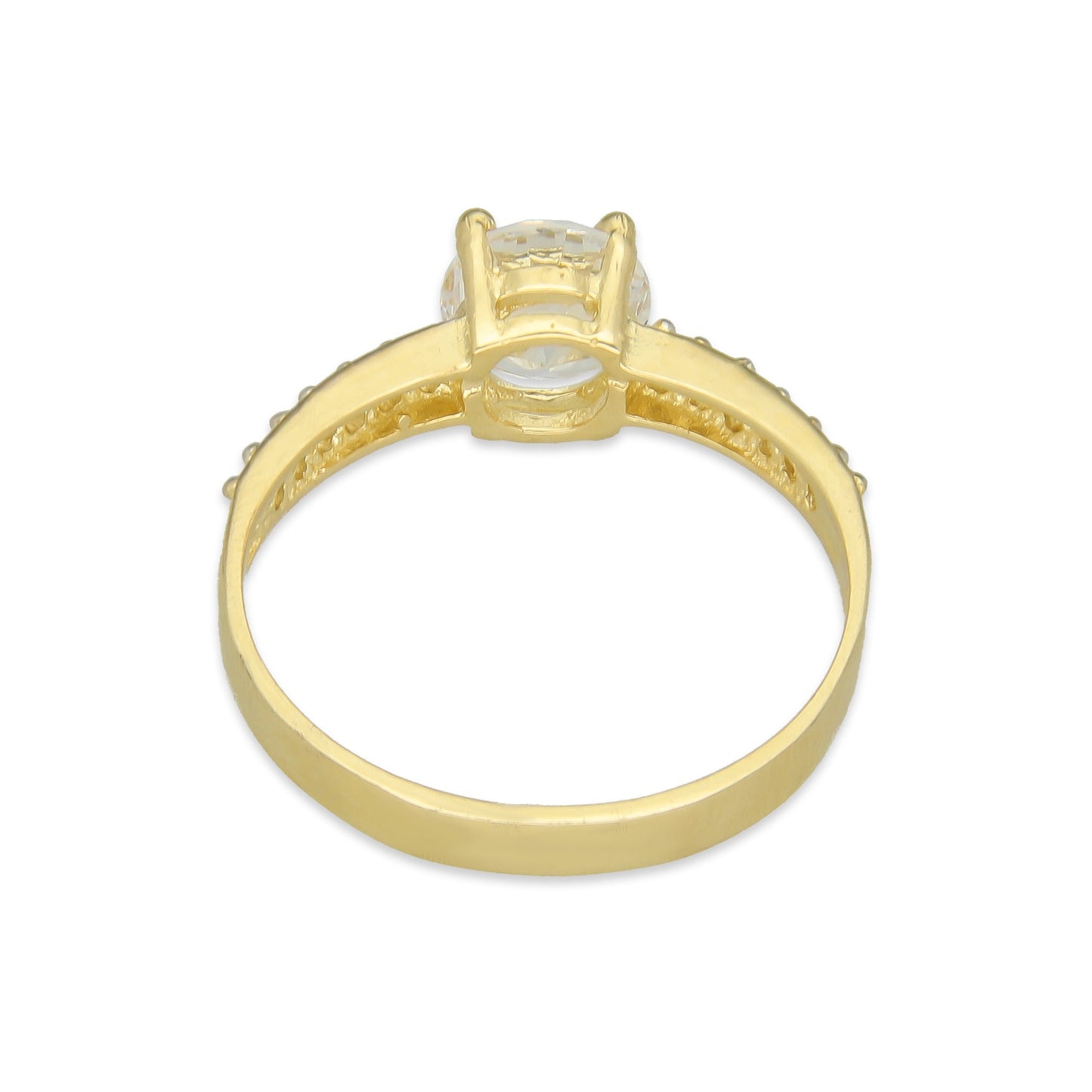 MR14AD003 Anillo Solitario Dama Oro Sólido 14K Modelo 6 PL Zirconia Principal 6 mm