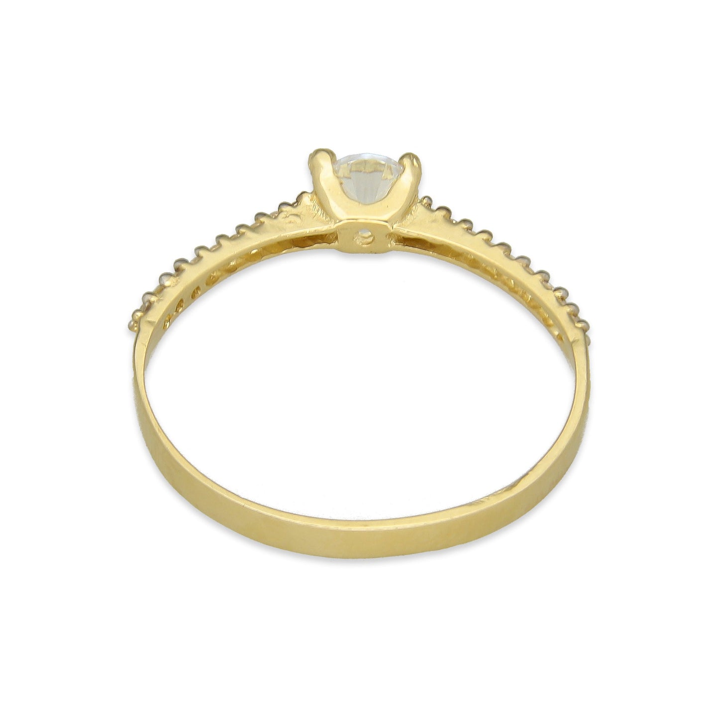 MR14AD004 Anillo Solitario Dama Oro Sólido 14K Modelo 9 PL Slim Zirconia Principal 5 mm