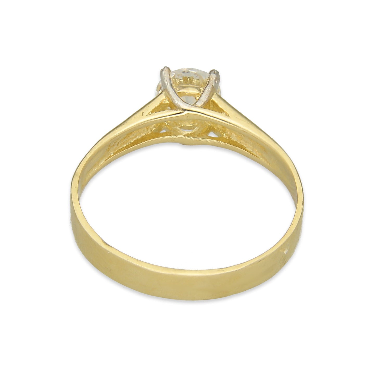 MR14AD006 Anillo Solitario Dama Oro Sólido 14K Modelo Belt Liso Zirconia Principal 6 mm