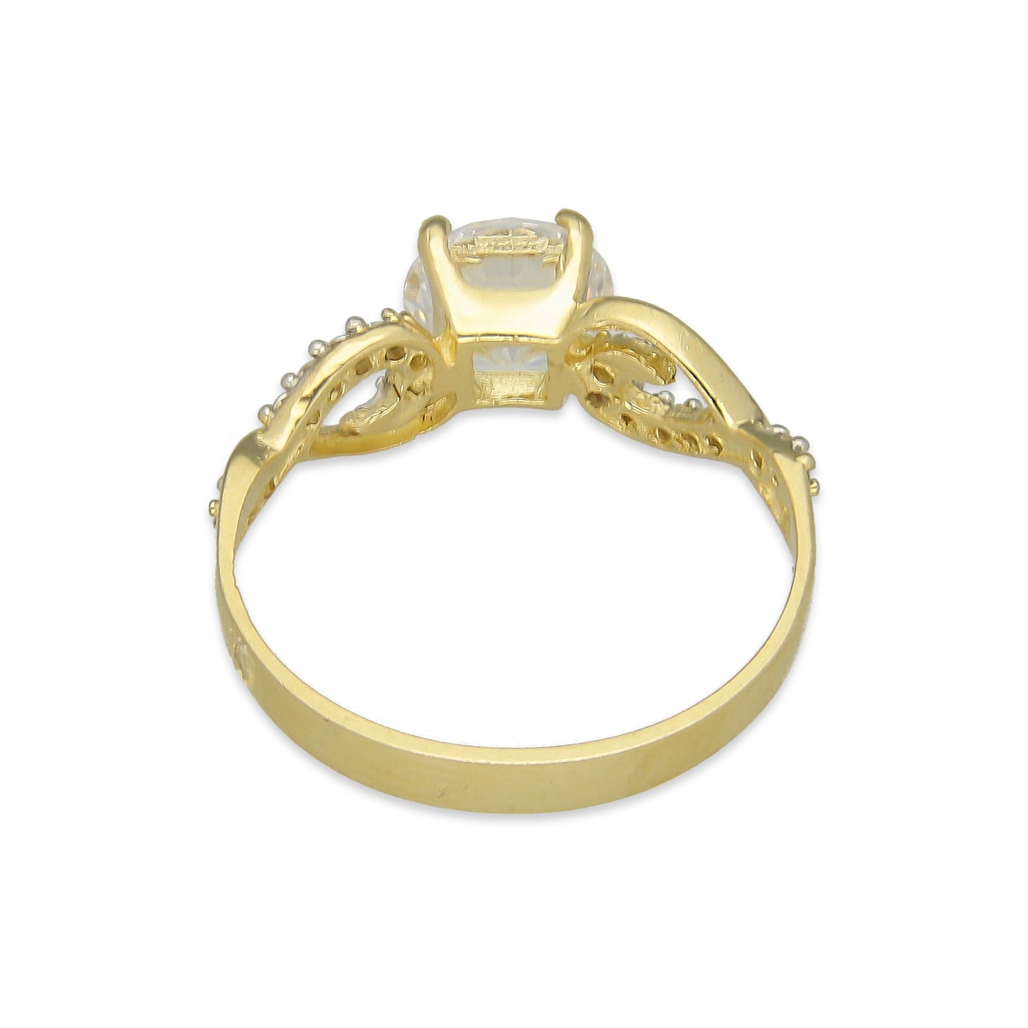 MR14AD008 Anillo Solitario Dama Oro Sólido 14K Modelo Rulo Zirconia Principal 6 mm