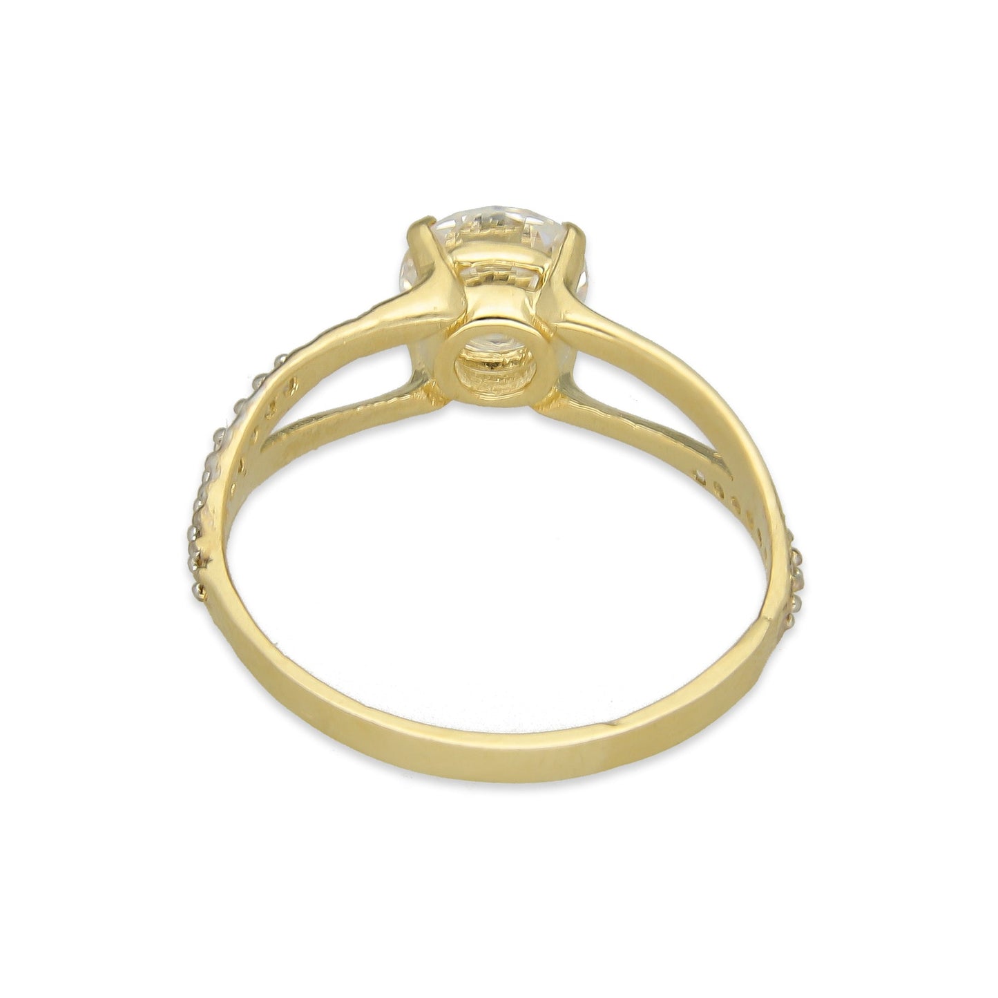 MR14AD010 Anillo Solitario Dama Oro Sólido 14K Modelo Krab Zirconia Principal 6 mm