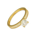 MR14AD022 Anillo Dama Solitario Oro Sólido 14K Modelo Zirconia Baguettes 6 mm Zirconia Principal
