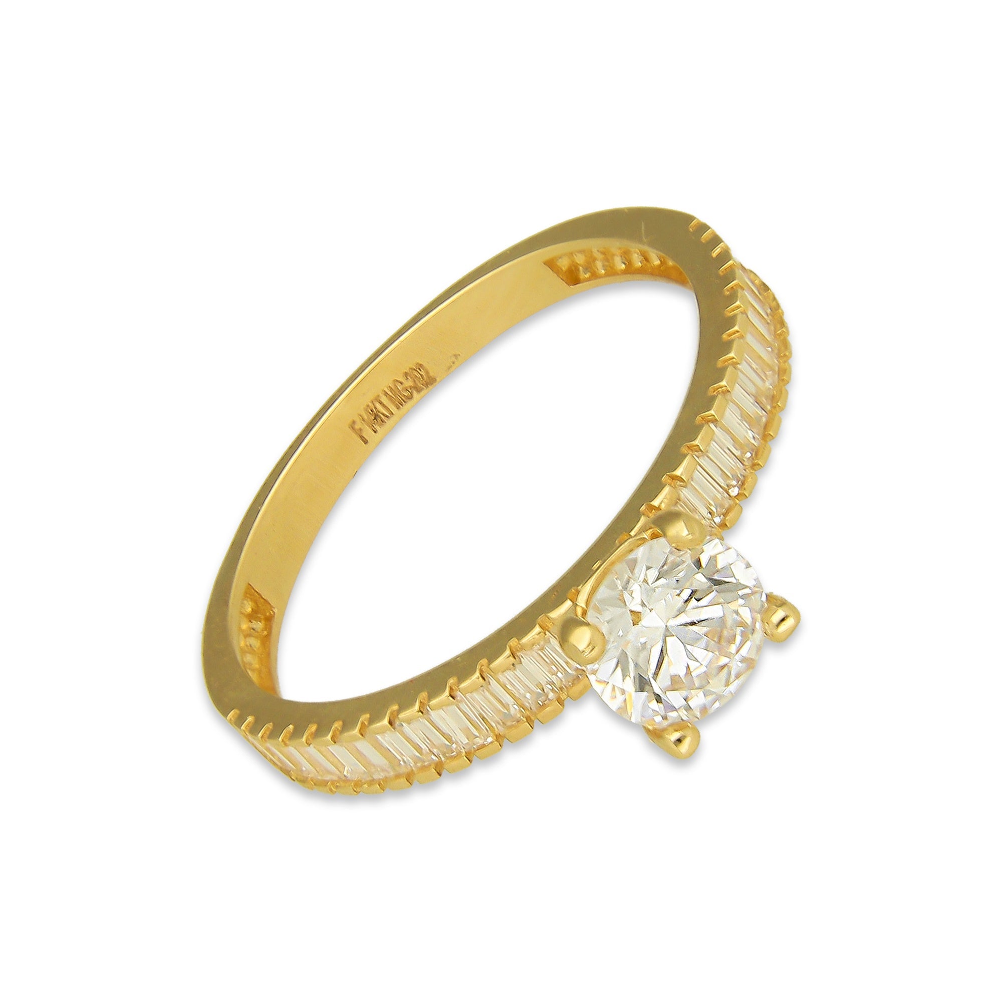 MR14AD022 Anillo Dama Solitario Oro Sólido 14K Modelo Zirconia Baguettes 6 mm Zirconia Principal