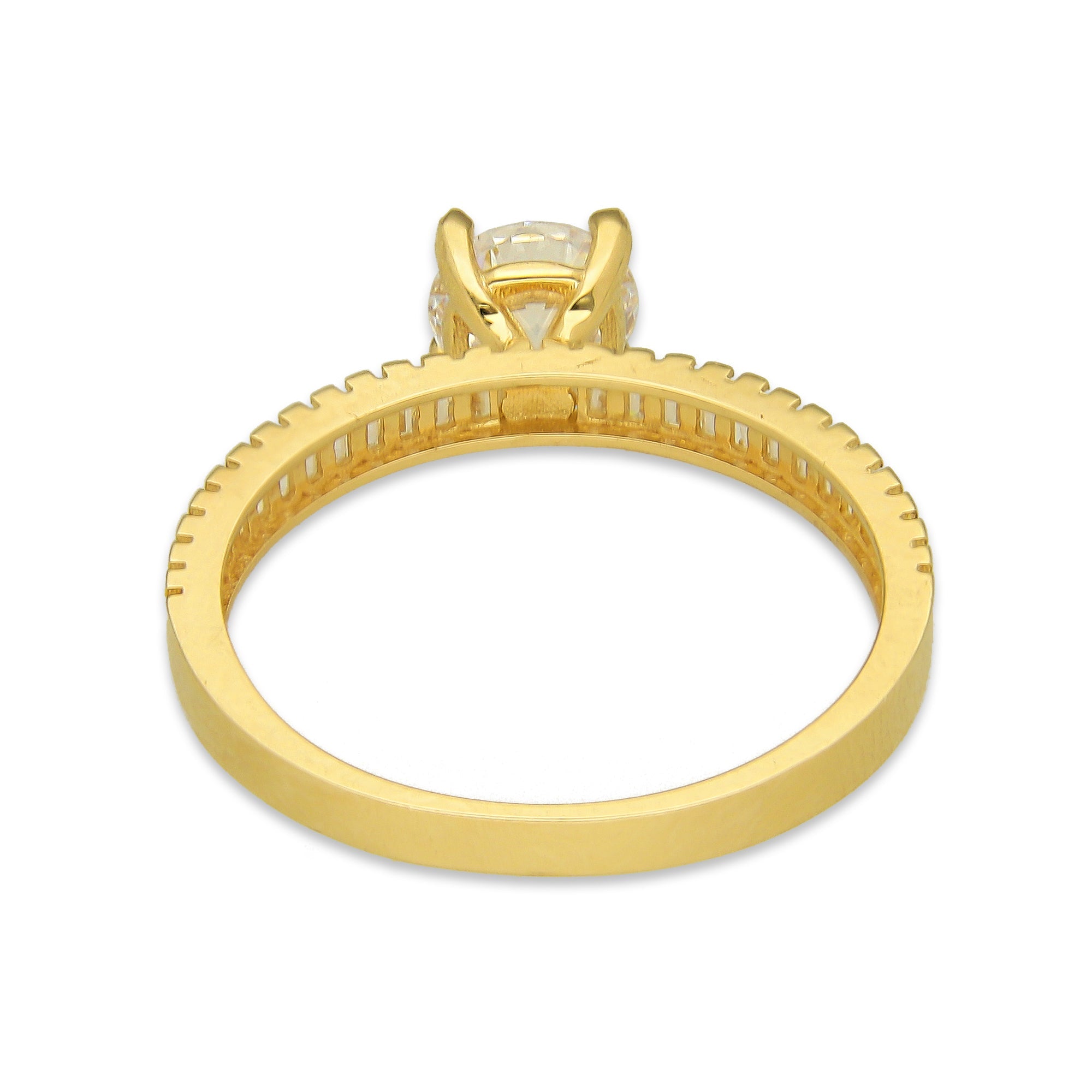 MR14AD022 Anillo Dama Solitario Oro Sólido 14K Modelo Zirconia Baguettes 6 mm Zirconia Principal