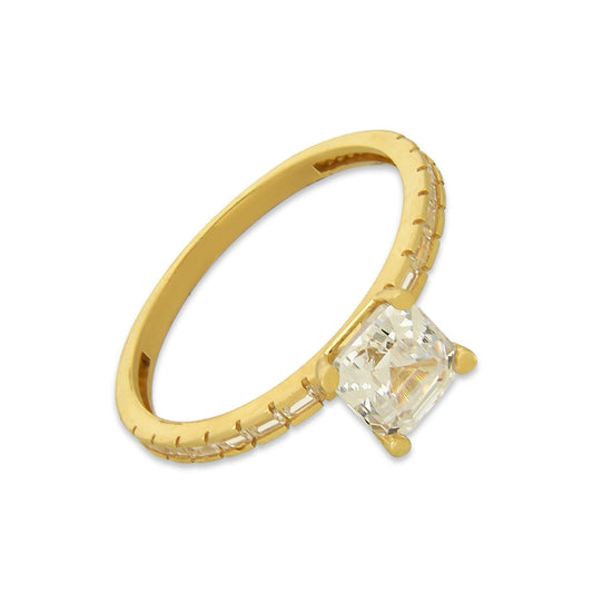 MR14AD023 Anillo Dama Solitario Oro Sólido 14K Modelo Zirconia Cuadrada 6 mm Zirconia Principal
