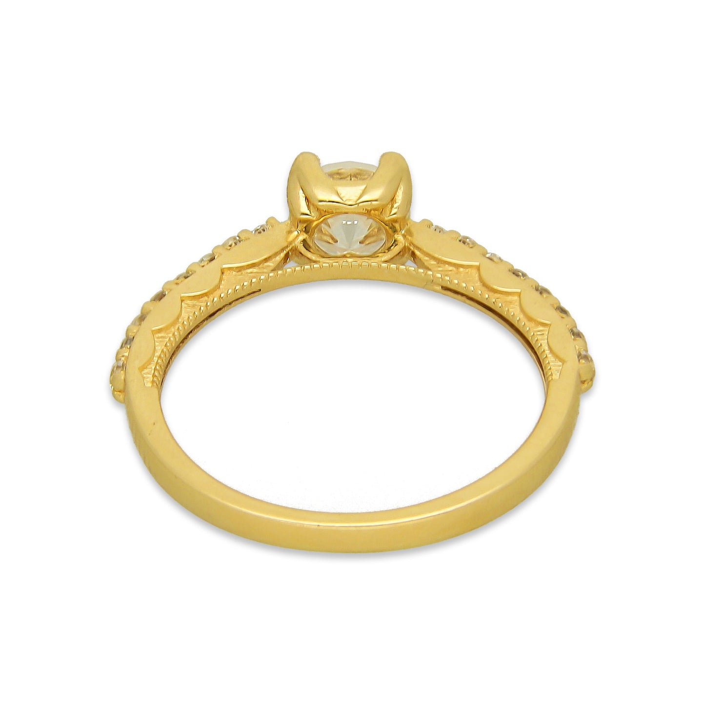 MR14AD025 Anillo Dama Solitario Oro Sólido 14K Modelo Zirconias Resaltadas 5 mm Zirconia Principal