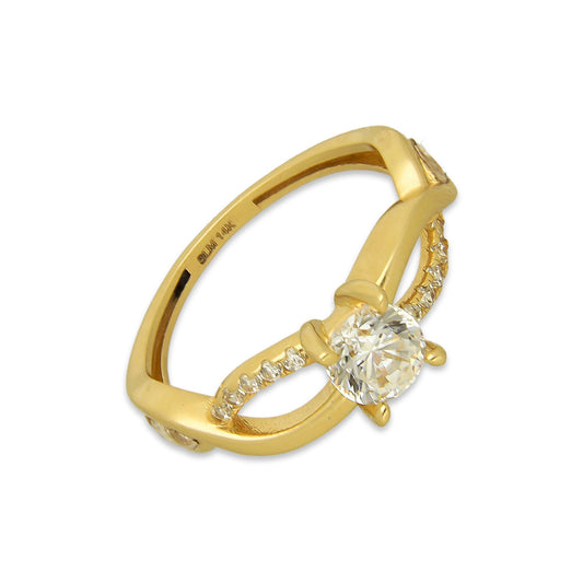 MR14AD026 Anillo Dama Solitario Oro Sólido 14K Modelo ADN 5 mm Zirconia Principal