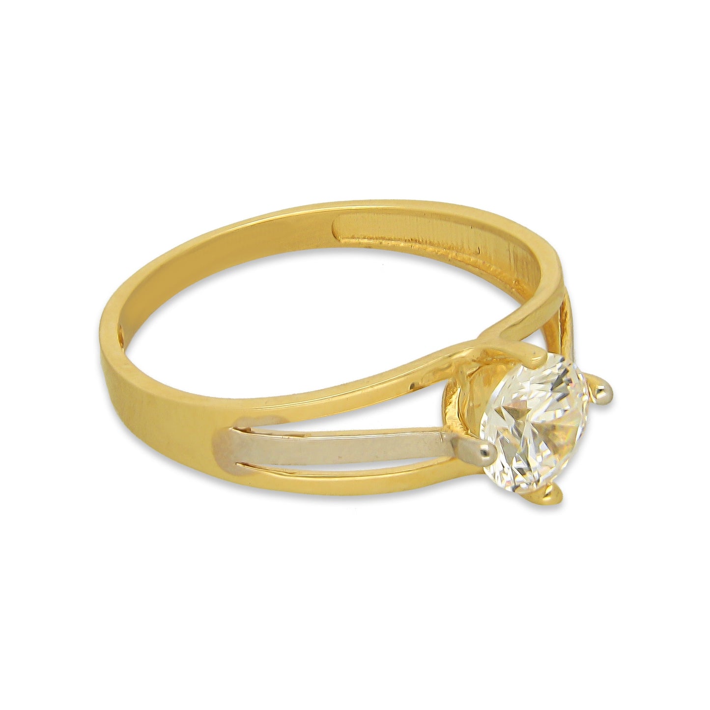 MR14AD028 Anillo Dama Solitario Oro Sólido 14K Modelo 3 Lineas Lisas Florentino 6 mm Zirconia Principal
