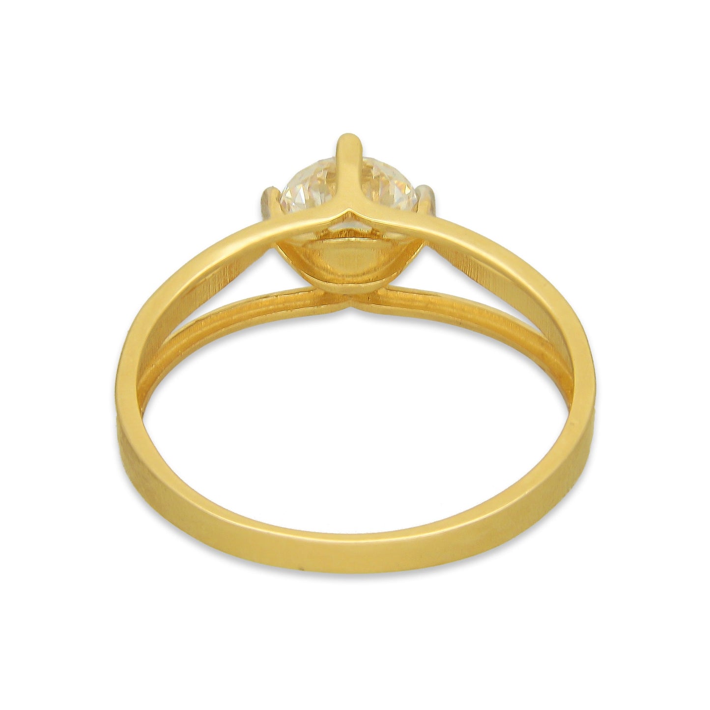 MR14AD028 Anillo Dama Solitario Oro Sólido 14K Modelo 3 Lineas Lisas Florentino 6 mm Zirconia Principal