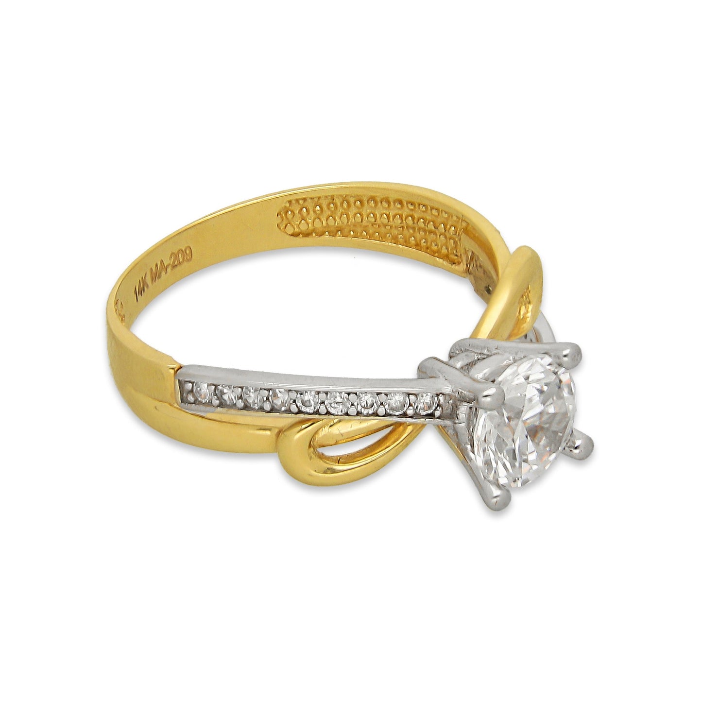 MR14AD029 Anillo Dama Solitario Oro Sólido 14K Modelo Ribbon 6 mm Zirconia Principal