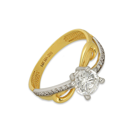 MR14AD029 Anillo Dama Solitario Oro Sólido 14K Modelo Ribbon 6 mm Zirconia Principal