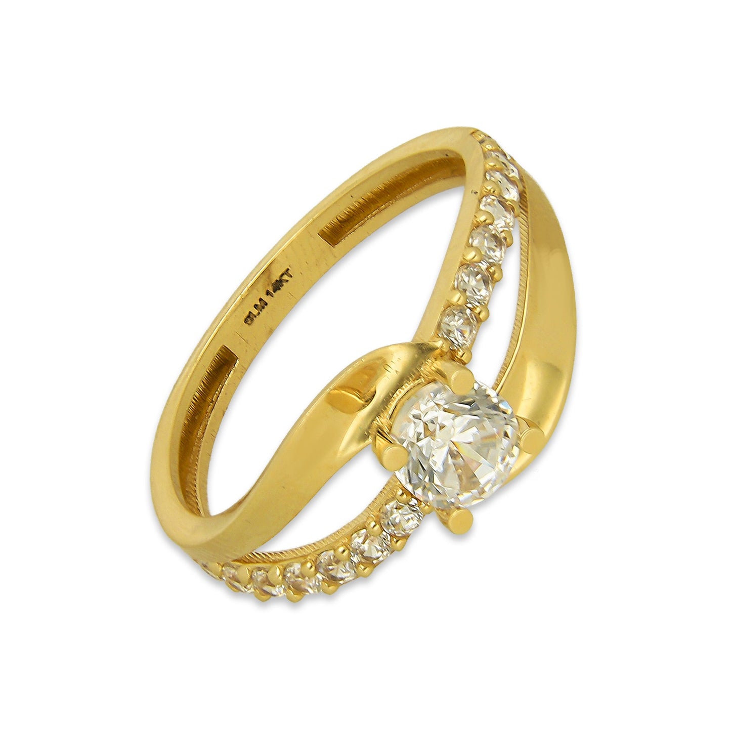 MR14AD030 Anillo Dama Solitario Oro Sólido 14K Modelo ADN Plano 5 mm Zirconia Principal