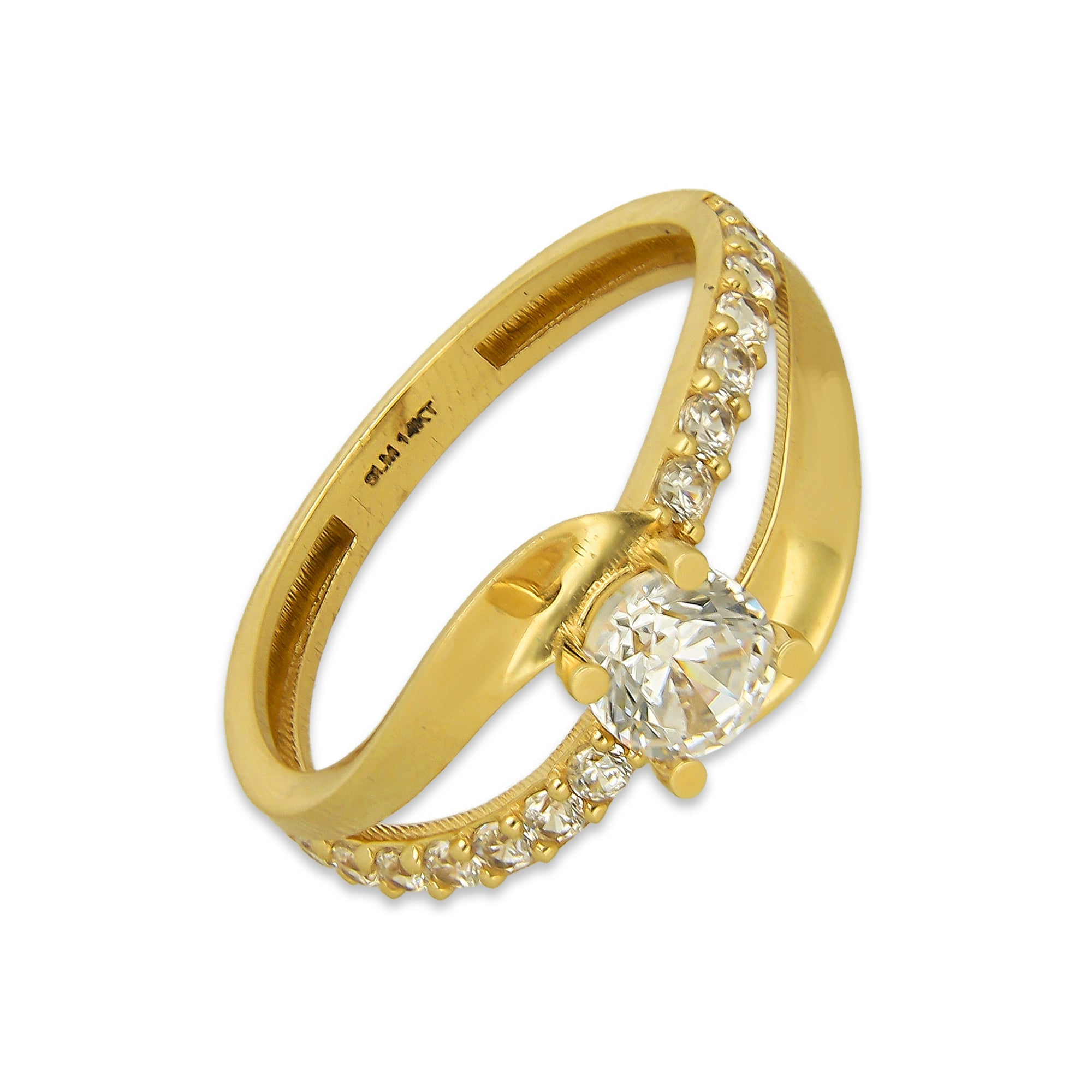 MR14AD030 Anillo Dama Solitario Oro Sólido 14K Modelo ADN Plano 5 mm Zirconia Principal