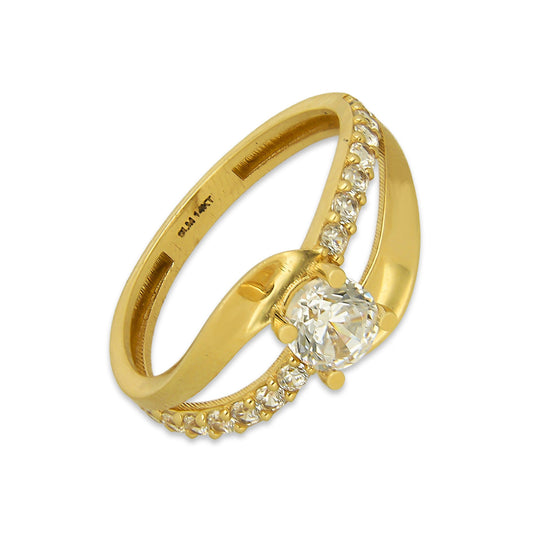 MR14AD030 Anillo Dama Solitario Oro Sólido 14K Modelo ADN Plano 5 mm Zirconia Principal