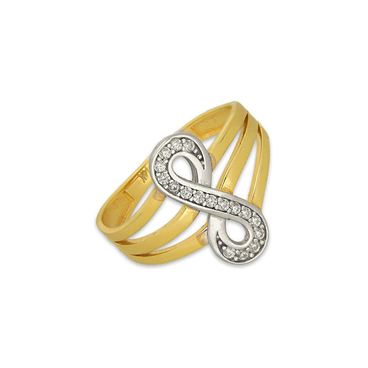 MR14AD036 Anillo Dama Oro Sólido 14K Modelo Infinito Vertical con Zirconias