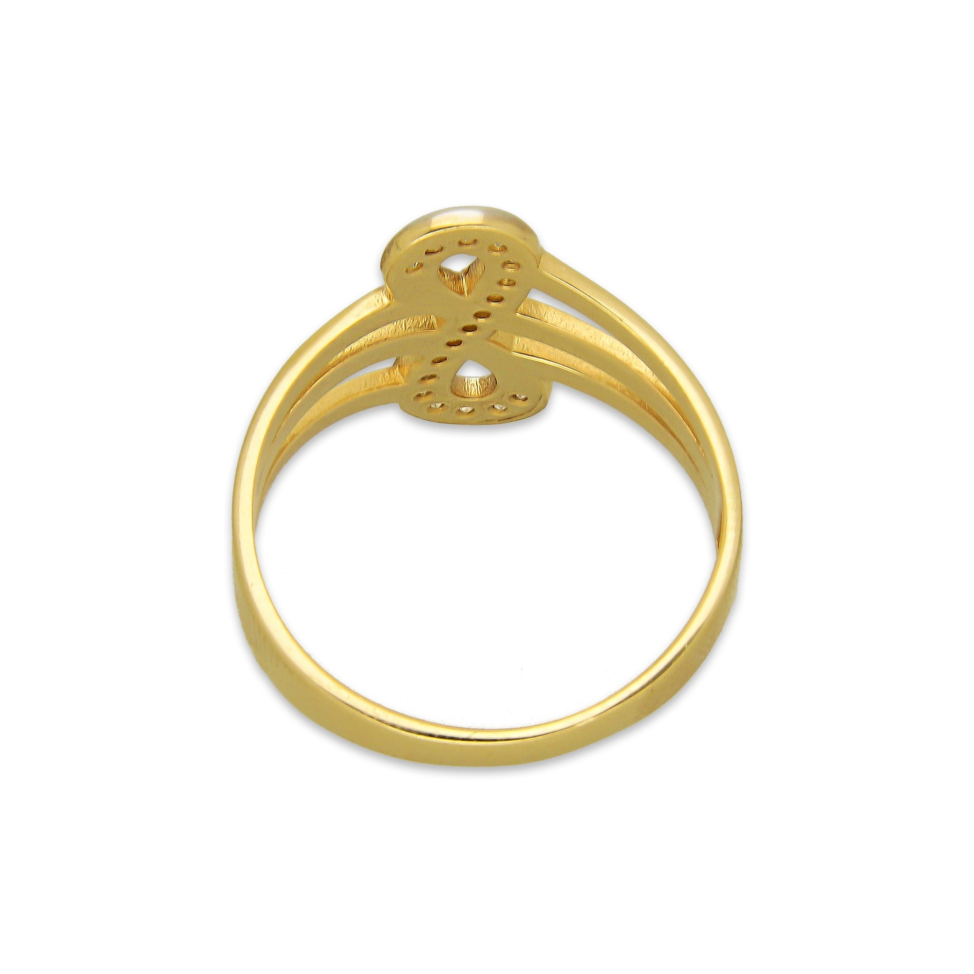 MR14AD036 Anillo Dama Oro Sólido 14K Modelo Infinito Vertical con Zirconias