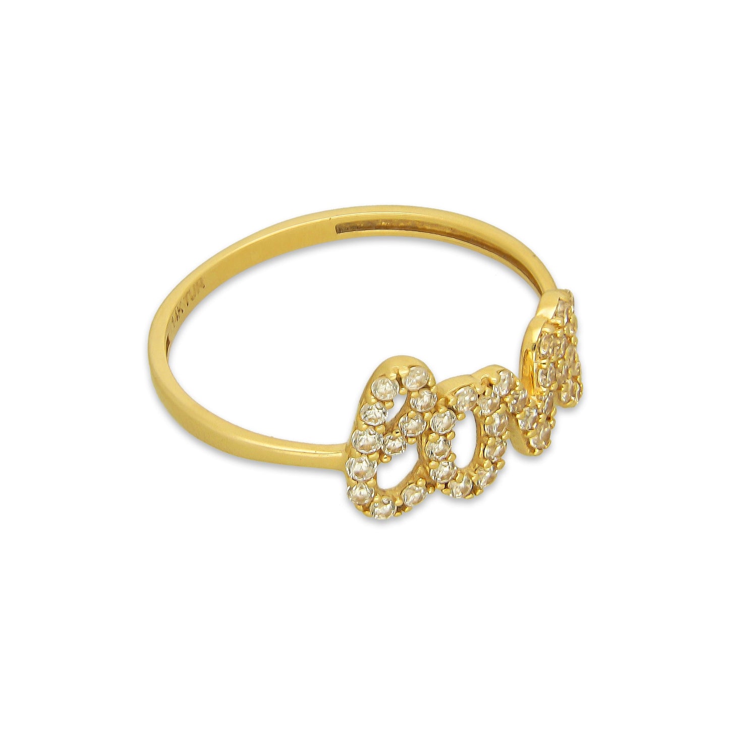 MR14AD042 Anillo Dama Oro Sólido 14K Modelo Love con Zirconias