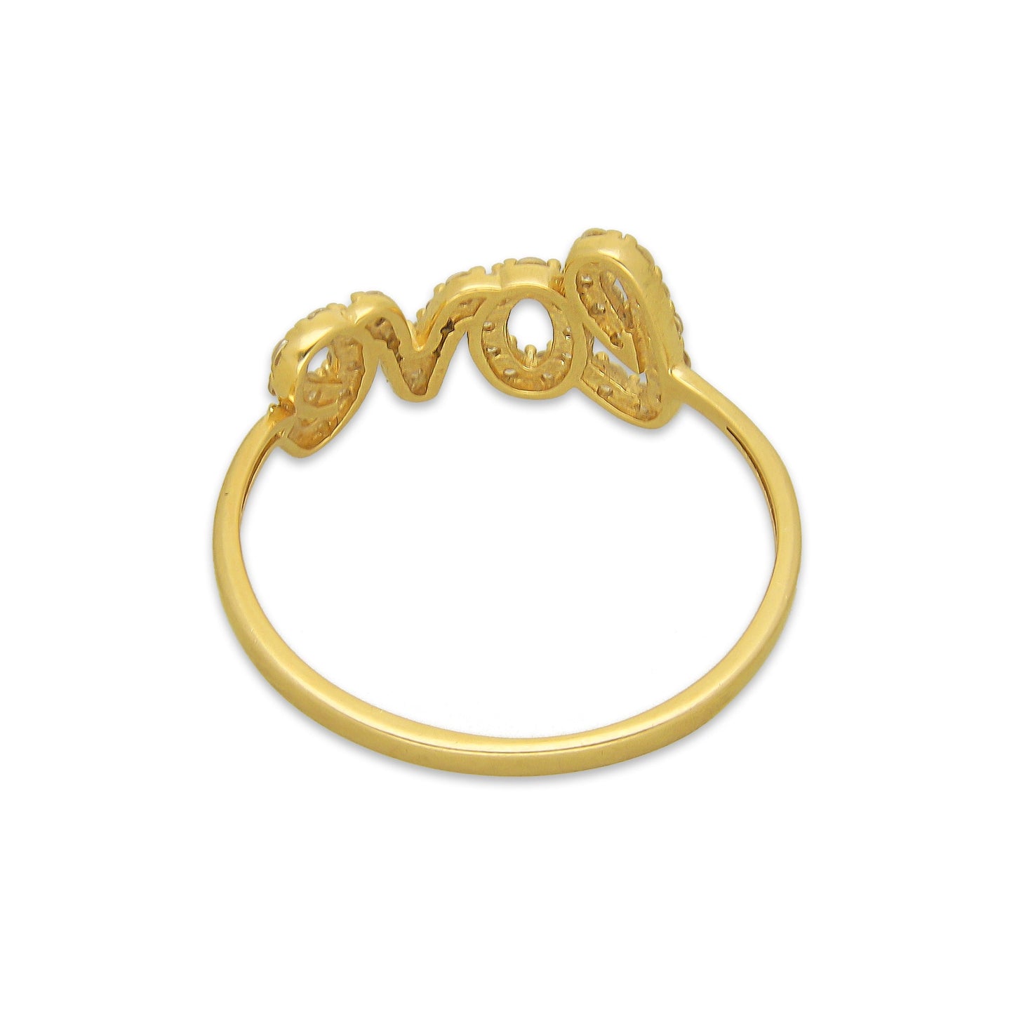 MR14AD042 Anillo Dama Oro Sólido 14K Modelo Love con Zirconias