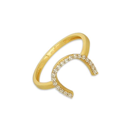 MR14AD043 Anillo Dama Oro Sólido 14K Modelo Herradura Sencilla Con Zirconia