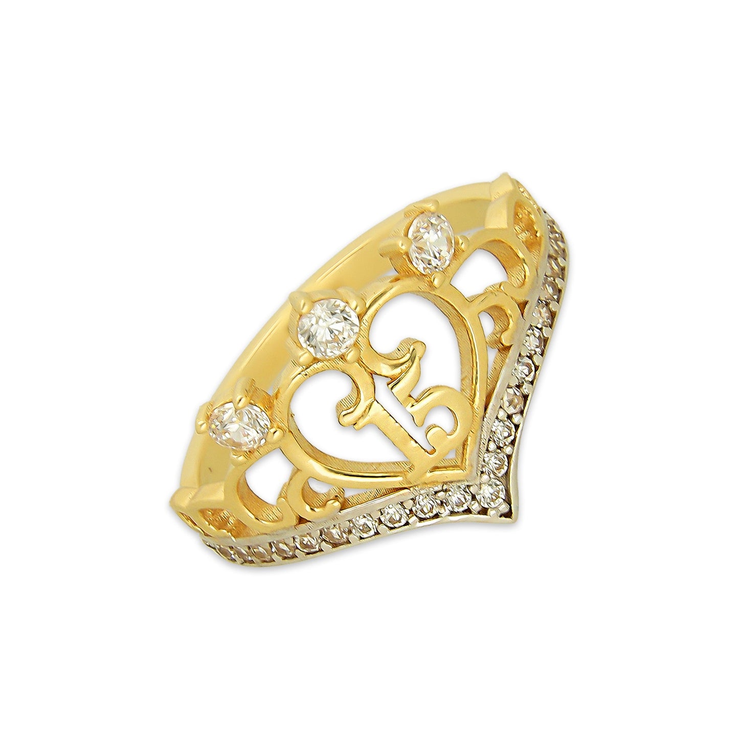 MR14AD048 Anillo Dama Oro Sólido 14K Modelo XV Años 3 Zirconias Superiores