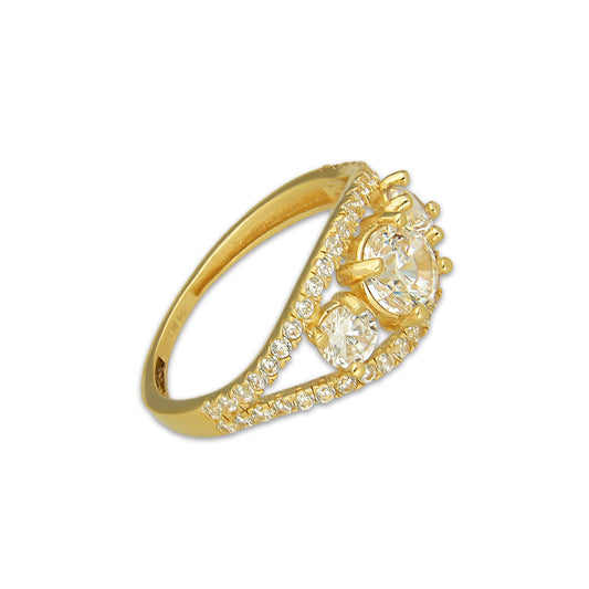 MR14AD056 Anillo Dama Oro Sólido 14K Modelo Solitariio Triada 6 mm Zirconia Principal