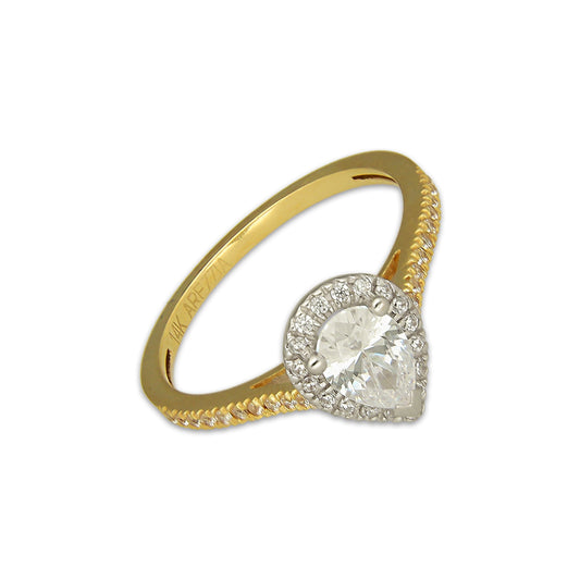 MR14AD057 Anillo Dama Oro Sólido 14K Modelo Solitario Gota 8 mm Zirconia Principal