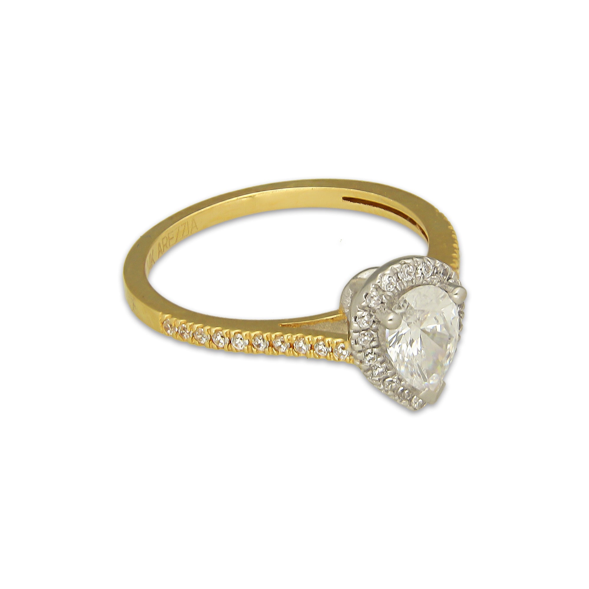 MR14AD057 Anillo Dama Oro Sólido 14K Modelo Solitario Gota 8 mm Zirconia Principal