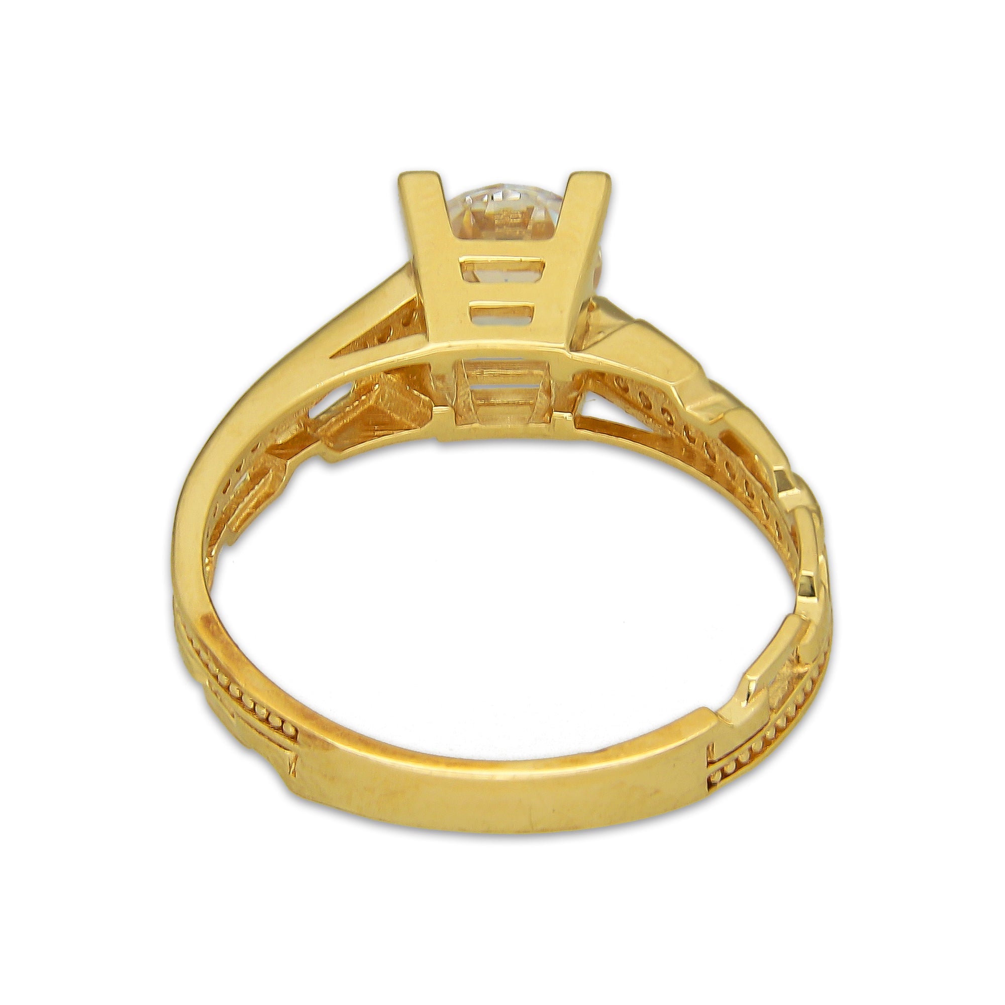 MR14AD059 Anillo Dama Oro Sólido 14K Modelo Solitario Chain 6 mm Zirconia Principal