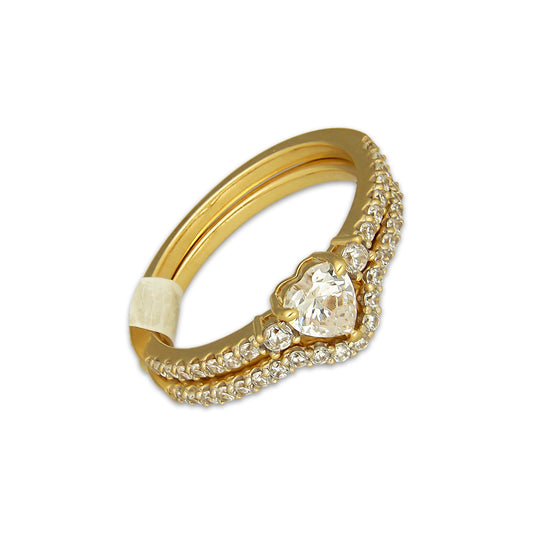 MR14AD060 Anillo Dama Oro Sólido 14K Modelo Solitario Alianza V 5 mm Zirconia Principal